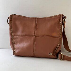 The Sak Brown Leather Crossbody Bag With Stud Accents & Adjustable Strap